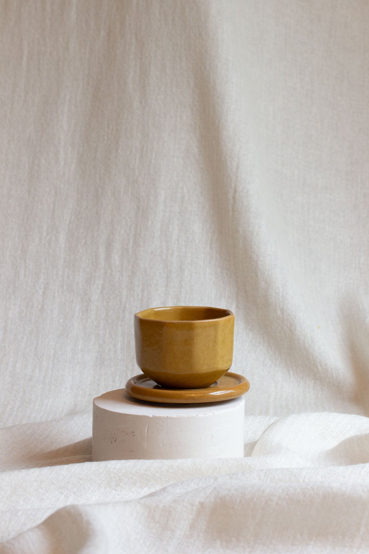 Ochre Latte Cup & Saucer - Limited Edition – Campfire Pottery