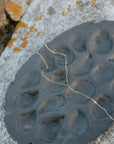 Charcoal Kintsugi Oyster Platter 1 1/2 Dozen