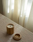 Ochre Striped Candle Jar- White Pine
