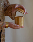Ochre Striped Candle Jar- White Pine